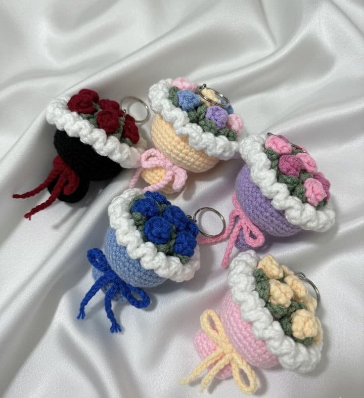 Mini crochet flower bouquet